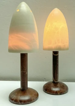 Discount Pamono Mid-Century Alabaster Mushroom Pegasam Table Lamp, Spain, 1970s, Set of 2