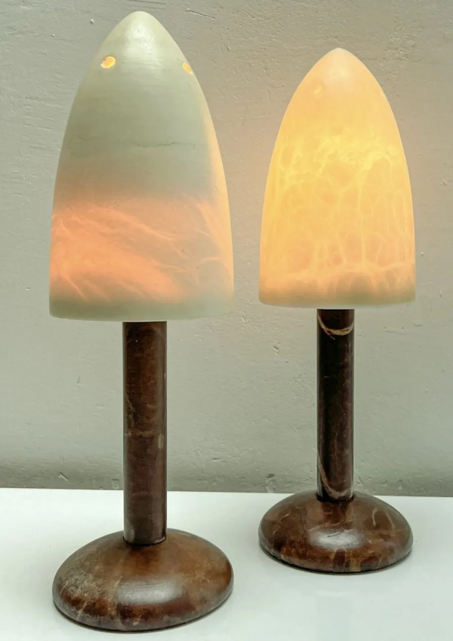 Discount Pamono Mid-Century Alabaster Mushroom Pegasam Table Lamp, Spain, 1970s, Set of 2