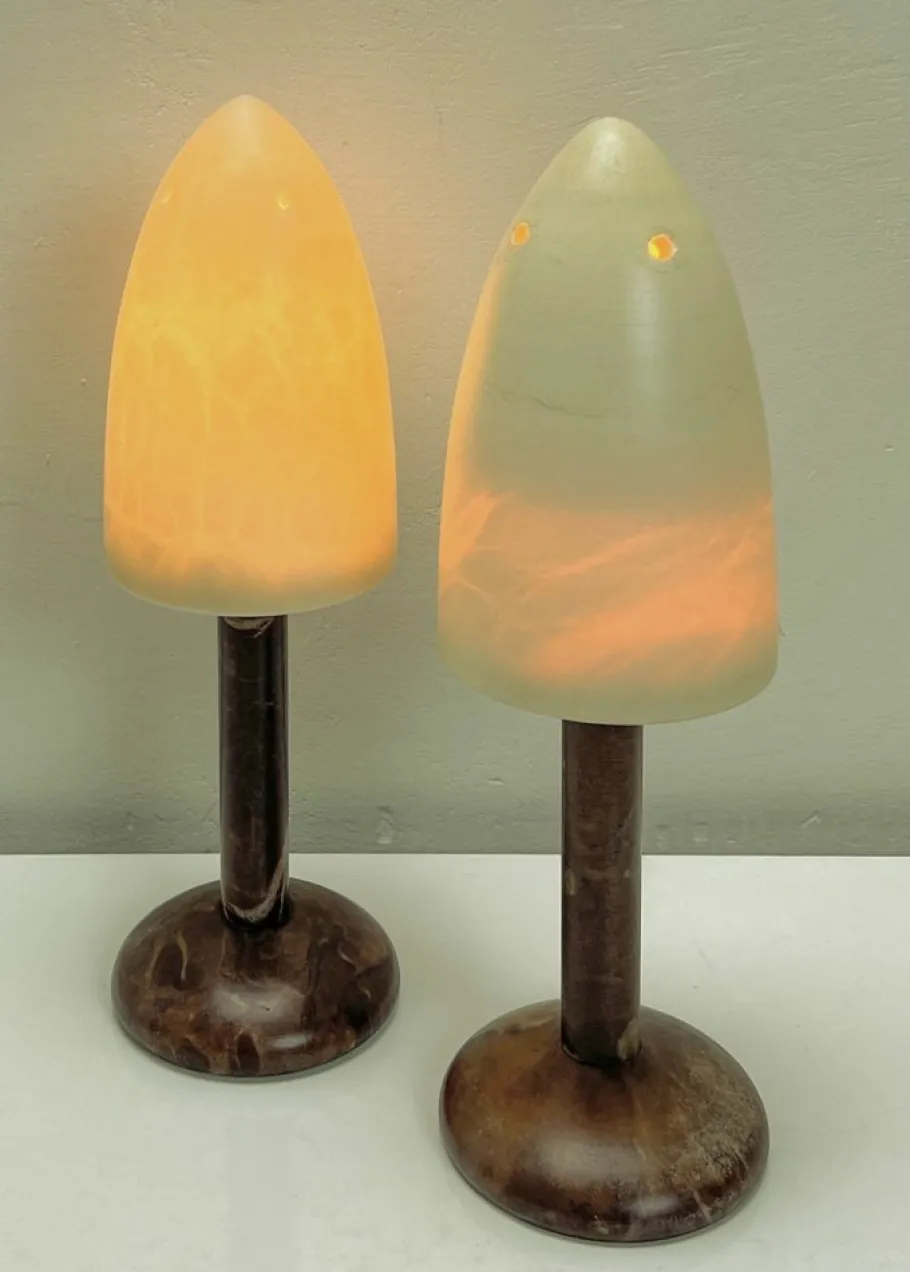 Discount Pamono Mid-Century Alabaster Mushroom Pegasam Table Lamp, Spain, 1970s, Set of 2
