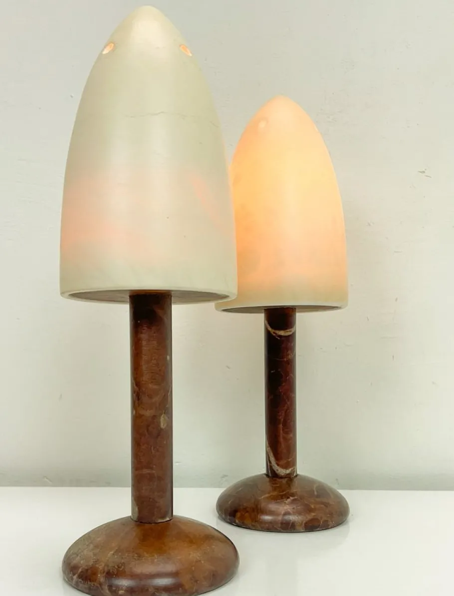 Discount Pamono Mid-Century Alabaster Mushroom Pegasam Table Lamp, Spain, 1970s, Set of 2
