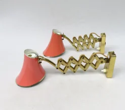 Clearance Pamono Mid-Century Aluminum and Brass Scissor Lamps, 1950s, Set of 2