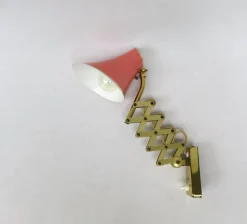 Clearance Pamono Mid-Century Aluminum and Brass Scissor Lamps, 1950s, Set of 2