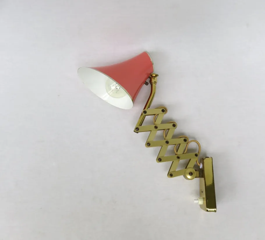 Clearance Pamono Mid-Century Aluminum and Brass Scissor Lamps, 1950s, Set of 2