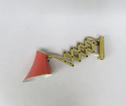 Clearance Pamono Mid-Century Aluminum and Brass Scissor Lamps, 1950s, Set of 2