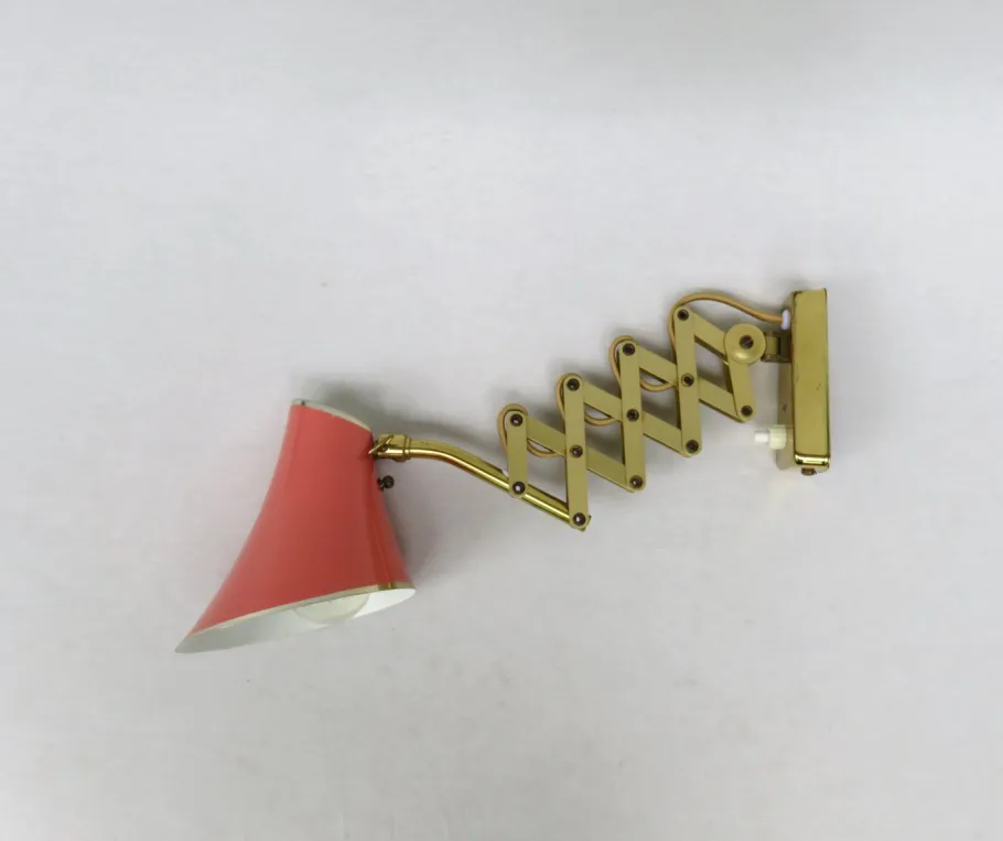 Clearance Pamono Mid-Century Aluminum and Brass Scissor Lamps, 1950s, Set of 2