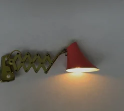 Clearance Pamono Mid-Century Aluminum and Brass Scissor Lamps, 1950s, Set of 2