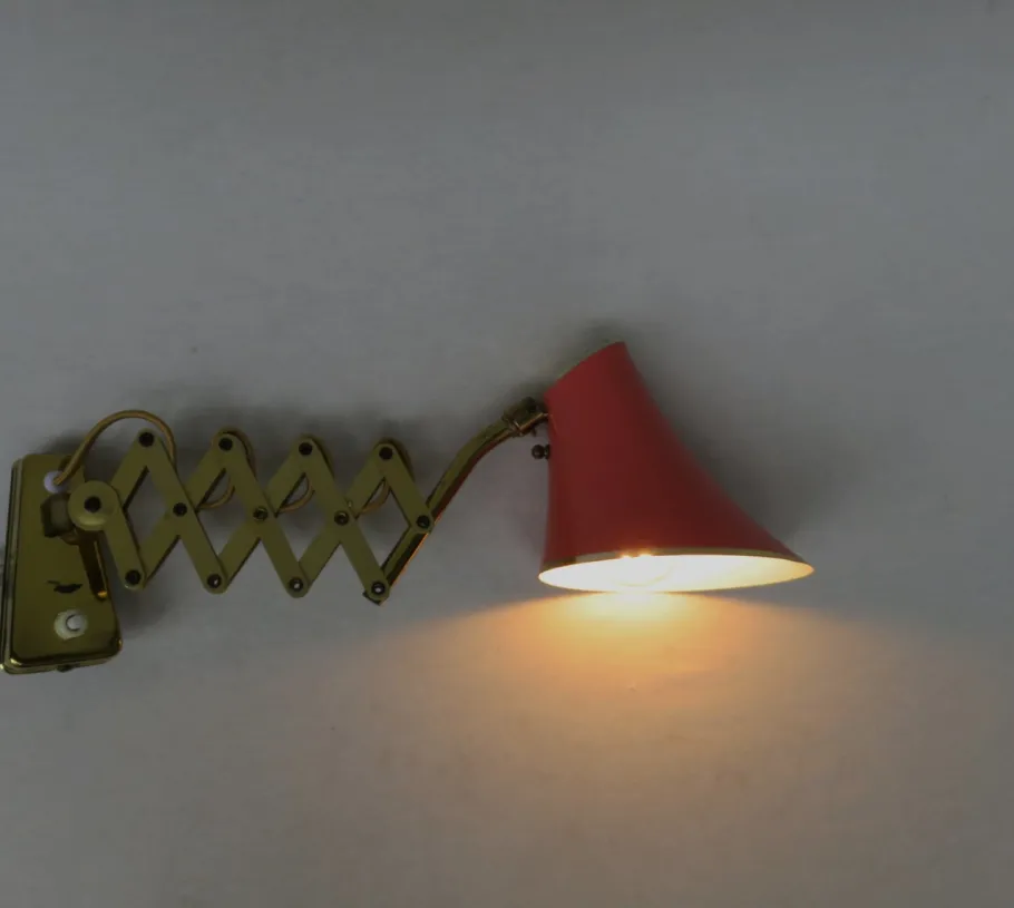 Clearance Pamono Mid-Century Aluminum and Brass Scissor Lamps, 1950s, Set of 2