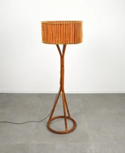 Hot Pamono Mid-Century Bamboo and Rattan Floor Lamp, Italy, 1960s