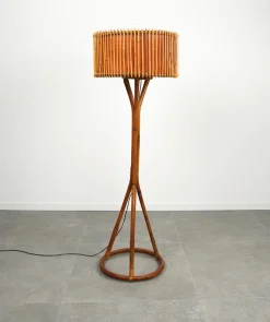 Hot Pamono Mid-Century Bamboo and Rattan Floor Lamp, Italy, 1960s