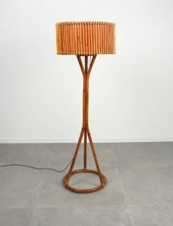 Hot Pamono Mid-Century Bamboo and Rattan Floor Lamp, Italy, 1960s