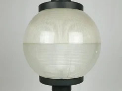 Best Pamono Mid-Century Black Aluminum Azucena Pendant Lamp with Brass & Molded Glass Shade, 1950s