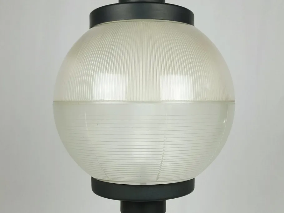 Best Pamono Mid-Century Black Aluminum Azucena Pendant Lamp with Brass & Molded Glass Shade, 1950s