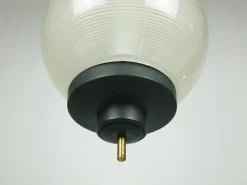 Best Pamono Mid-Century Black Aluminum Azucena Pendant Lamp with Brass & Molded Glass Shade, 1950s