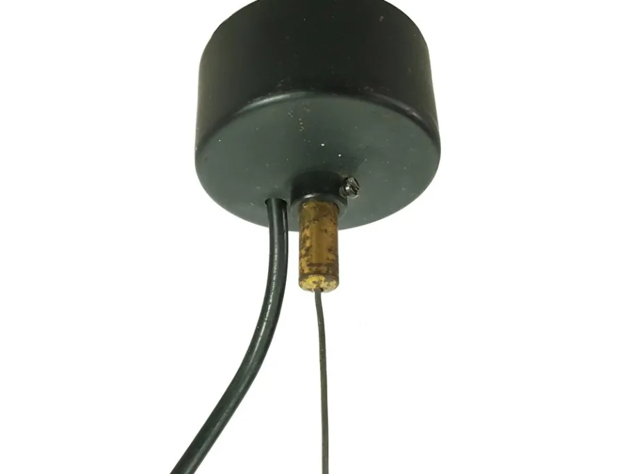 Best Pamono Mid-Century Black Aluminum Azucena Pendant Lamp with Brass & Molded Glass Shade, 1950s