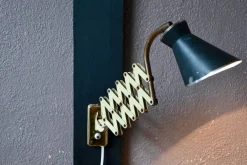 Discount Pamono Mid-Century Black and Gold Accordion Wall Lamp, France, 1950s