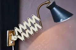 Discount Pamono Mid-Century Black and Gold Accordion Wall Lamp, France, 1950s