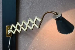 Discount Pamono Mid-Century Black and Gold Accordion Wall Lamp, France, 1950s