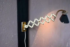 Discount Pamono Mid-Century Black and Gold Accordion Wall Lamp, France, 1950s