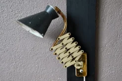 Discount Pamono Mid-Century Black and Gold Accordion Wall Lamp, France, 1950s