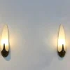 Clearance Pamono Mid-Century Brass & Craquelé Frosted Glass Wall Lights, Set of 2