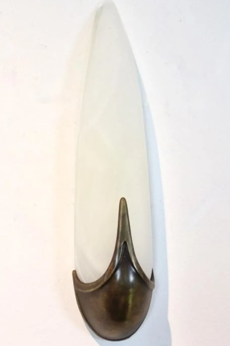 Clearance Pamono Mid-Century Brass & Craquelé Frosted Glass Wall Lights, Set of 2