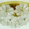 New Pamono Mid-Century Brass & Glass Flower Ceiling Lamp by Ernst Palme, 1960s