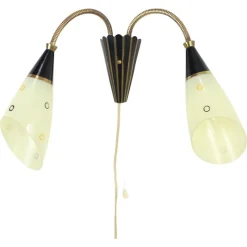 Best Pamono Mid-Century Brass & Glass Wall Lamp, 1960s