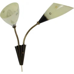 Best Pamono Mid-Century Brass & Glass Wall Lamp, 1960s