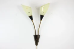 Best Pamono Mid-Century Brass & Glass Wall Lamp, 1960s