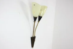 Best Pamono Mid-Century Brass & Glass Wall Lamp, 1960s