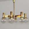 Sale Pamono Mid-Century Brass and Eight Light Glass Globes Chandelier from Hans-Agne Jakobsson Ab Markaryd, 1970s