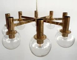 Sale Pamono Mid-Century Brass and Eight Light Glass Globes Chandelier from Hans-Agne Jakobsson Ab Markaryd, 1970s