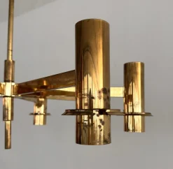 Sale Pamono Mid-Century Brass and Eight Light Glass Globes Chandelier from Hans-Agne Jakobsson Ab Markaryd, 1970s