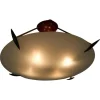 Clearance Pamono Mid-Century Brass and Glass Flush Mount, Italy, 1960s