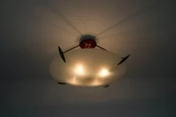 Clearance Pamono Mid-Century Brass and Glass Flush Mount, Italy, 1960s