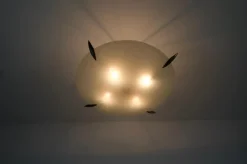 Clearance Pamono Mid-Century Brass and Glass Flush Mount, Italy, 1960s