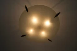 Clearance Pamono Mid-Century Brass and Glass Flush Mount, Italy, 1960s