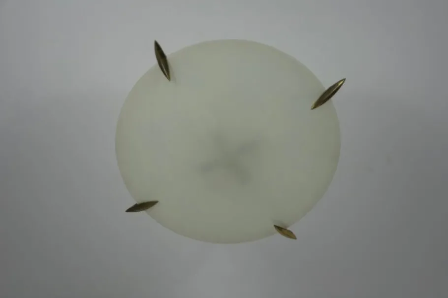 Clearance Pamono Mid-Century Brass and Glass Flush Mount, Italy, 1960s