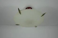 Clearance Pamono Mid-Century Brass and Glass Flush Mount, Italy, 1960s