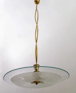 Discount Pamono Mid-Century Brass and Glass Church Chandelier by Pietro Chiesa for Fontana Arte, 1940s