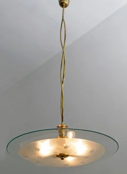 Discount Pamono Mid-Century Brass and Glass Church Chandelier by Pietro Chiesa for Fontana Arte, 1940s