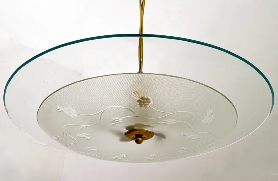 Discount Pamono Mid-Century Brass and Glass Church Chandelier by Pietro Chiesa for Fontana Arte, 1940s