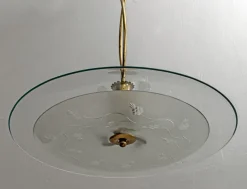 Discount Pamono Mid-Century Brass and Glass Church Chandelier by Pietro Chiesa for Fontana Arte, 1940s