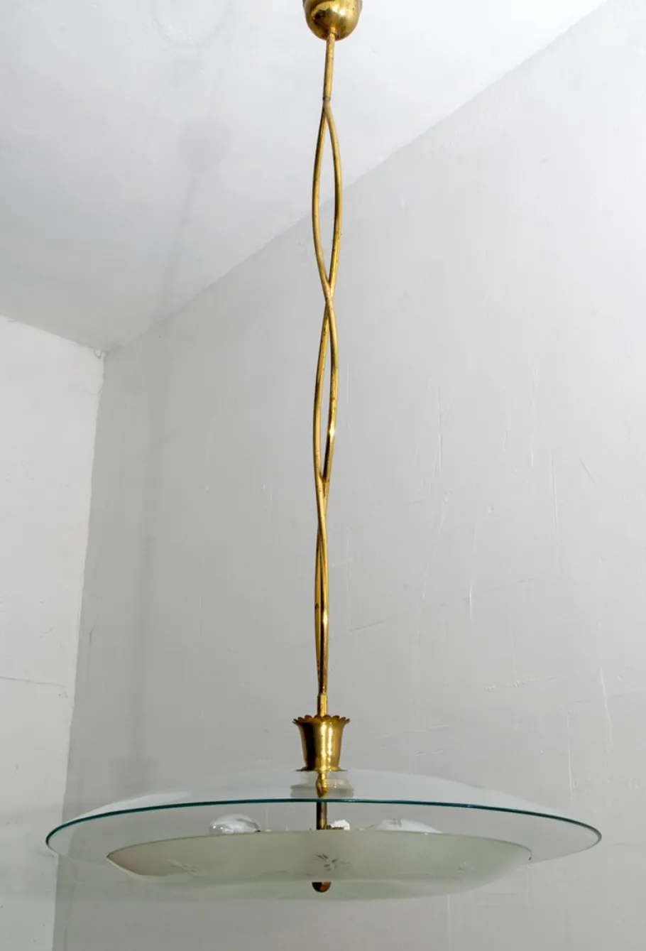 Discount Pamono Mid-Century Brass and Glass Church Chandelier by Pietro Chiesa for Fontana Arte, 1940s