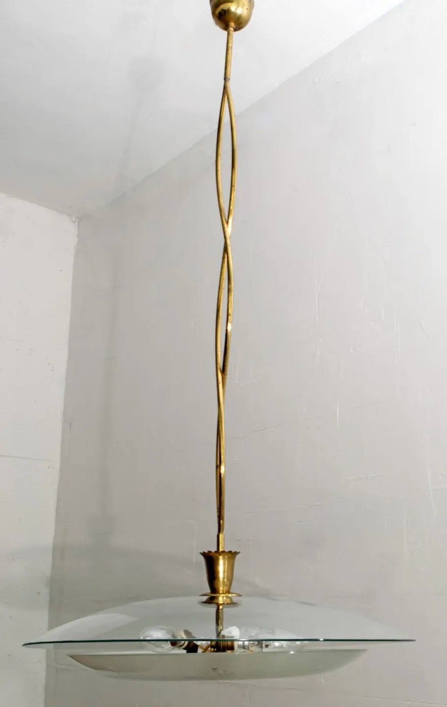 Discount Pamono Mid-Century Brass and Glass Church Chandelier by Pietro Chiesa for Fontana Arte, 1940s