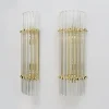 New Pamono Mid-Century Brass and Murano Glass Triedri Sconces in the style of Venini, 2000s, Set of 2