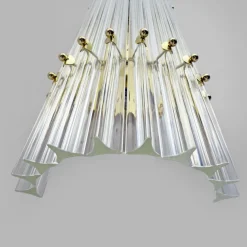 New Pamono Mid-Century Brass and Murano Glass Triedri Sconces in the style of Venini, 2000s, Set of 2