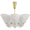 Hot Pamono Mid-Century Brass Chandelier with White Textured Glass Lamp Shades attributed to J. T. Kalmar for Kalmar, 1950s