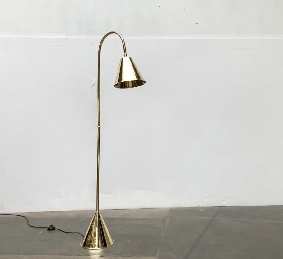 Best Pamono Mid-Century Brass Floor Lamp by Jacques Adnet for Valenti, Spain, 1960s