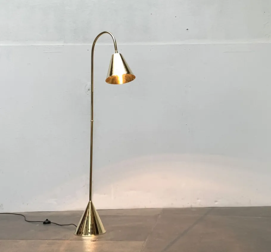Best Pamono Mid-Century Brass Floor Lamp by Jacques Adnet for Valenti, Spain, 1960s